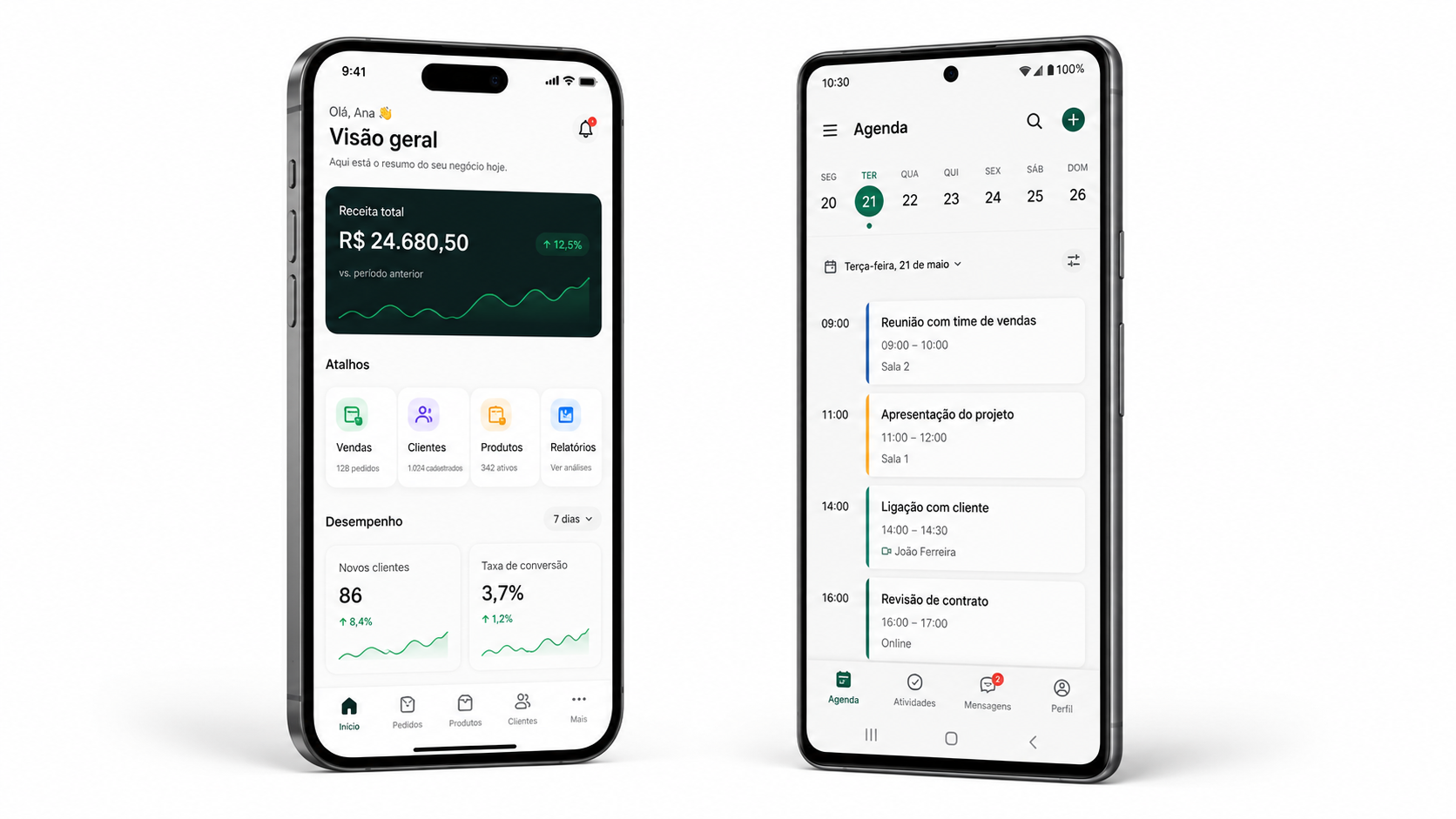 Aplicativo exibido em dois celulares
